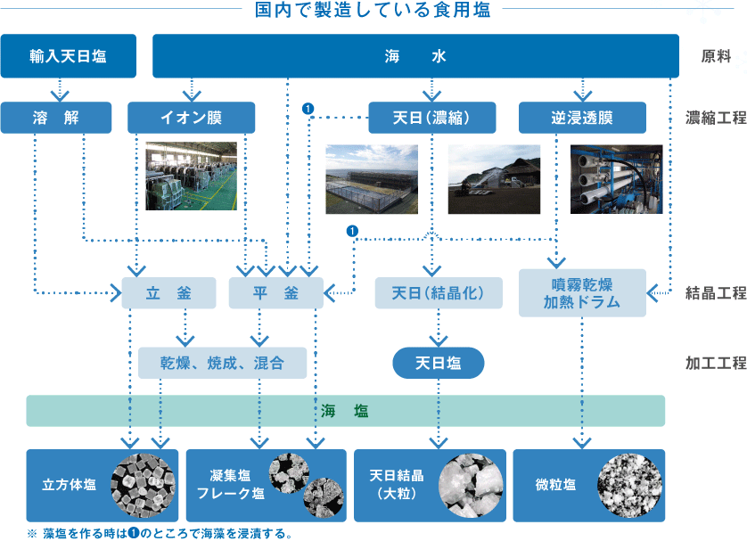 国内で製造している食用塩